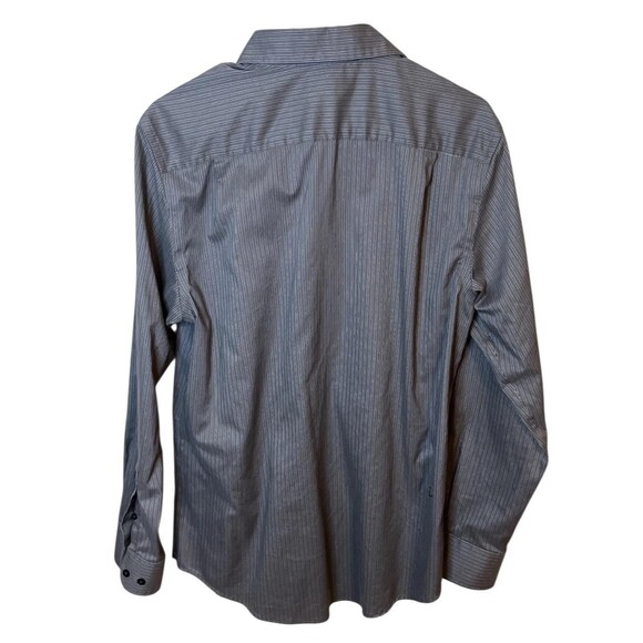 Dockers Men's M 15-15.5 Button Down Shirts Lot 2 Blue Plaid Gray Stripe LS - Picture 9 of 9